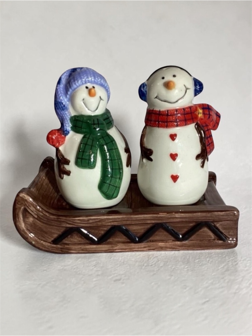 St. Nicholas Square Snowmen Salt and Pepper Tray Set
